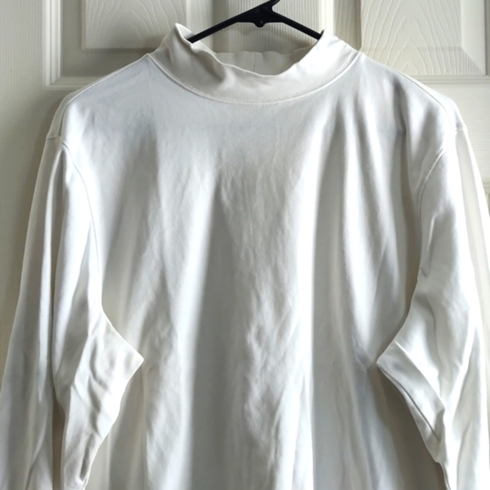Women's LLB L.L. Bean White Long Sleeve Short Turtleneck Shirt Size 2X GUC #6681 - Picture 3 of 5